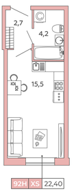 Квартира 22,4 м², студия - изображение 1