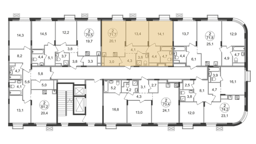 Квартира 71,7 м², 2-комнатная - изображение 2