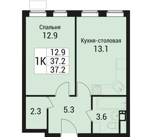 Квартира 37,2 м², 1-комнатная - изображение 1