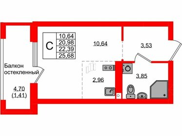 22,2 м², квартира-студия 4 043 232 ₽ - изображение 47