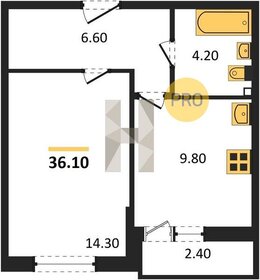 Квартира 36,1 м², 1-комнатная - изображение 1