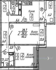 Квартира 60,2 м², 2-комнатная - изображение 1