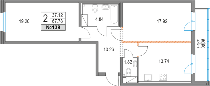 70,2 м², 2-комнатная квартира 17 500 000 ₽ - изображение 66