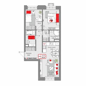 Квартира 58,3 м², 3-комнатная - изображение 1