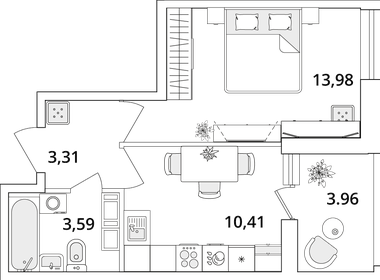 34 м², 1-комнатная квартира 9 500 000 ₽ - изображение 69