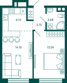 42,6 м², 1-комнатная квартира 8 119 171 ₽ - изображение 17