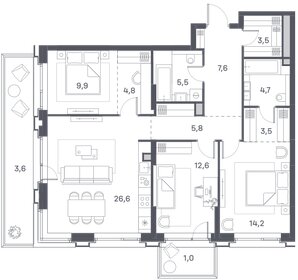 102,6 м², 3-комнатная квартира 51 473 188 ₽ - изображение 16
