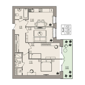 82 м², 3-комнатная квартира 8 400 000 ₽ - изображение 52