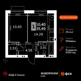 Квартира 35,5 м², 1-комнатная - изображение 1