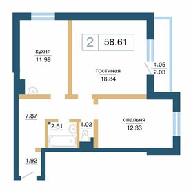 Квартира 58,6 м², 2-комнатная - изображение 1