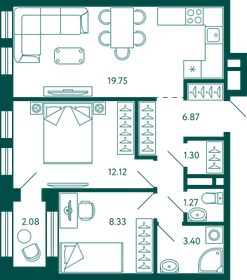 54,1 м², 2-комнатная квартира 9 741 809 ₽ - изображение 9