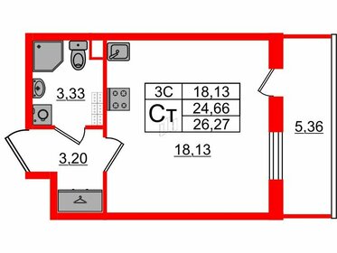 24,4 м², квартира-студия 5 000 084 ₽ - изображение 52