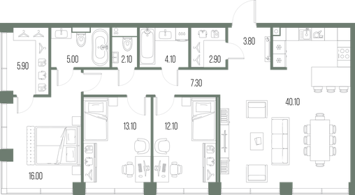 116,4 м², 3-комнатная квартира 48 247 800 ₽ - изображение 9