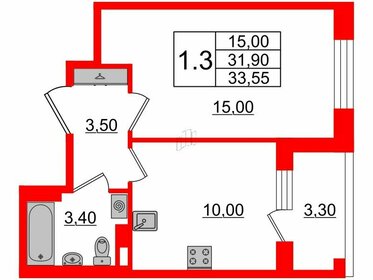 Квартира 31,9 м², 1-комнатная - изображение 1