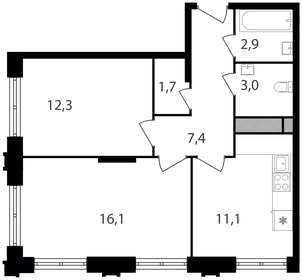 Квартира 54,5 м², 2-комнатная - изображение 1