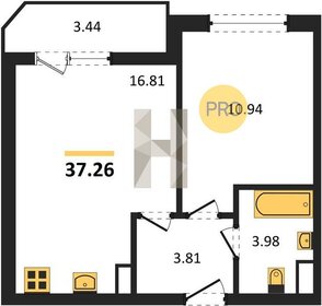Квартира 37,3 м², 1-комнатная - изображение 1