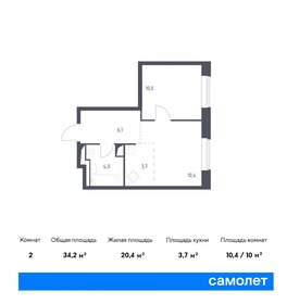 Квартира 34,2 м², 1-комнатные - изображение 1