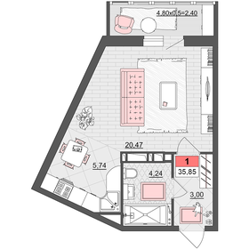 34,5 м², 1-комнатная квартира 4 000 000 ₽ - изображение 21