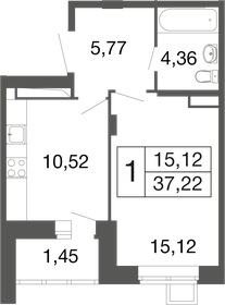 Квартира 37,2 м², 1-комнатная - изображение 1