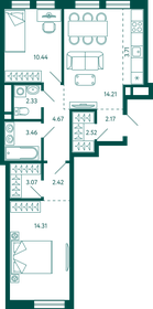 70,1 м², 2-комнатная квартира 7 730 000 ₽ - изображение 72