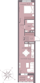 Квартира 43,9 м², 2-комнатная - изображение 1