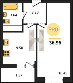 Квартира 37 м², 1-комнатная - изображение 1