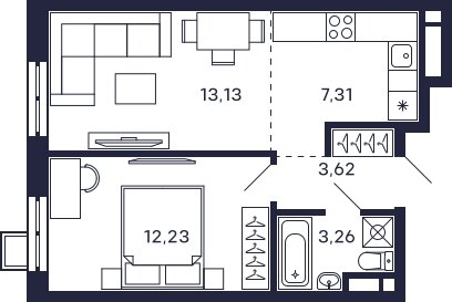 28 м², 1-комнатная квартира 9 920 000 ₽ - изображение 126