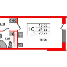 Квартира 26,3 м², студия - изображение 3