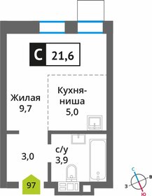 Квартира 21,6 м², студия - изображение 1