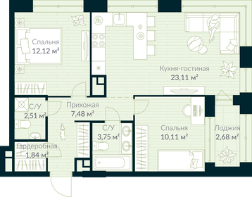 60,6 м², 2-комнатная квартира 7 750 000 ₽ - изображение 58