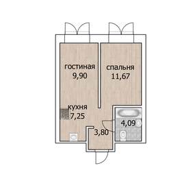 Квартира 36,7 м², 2-комнатная - изображение 1