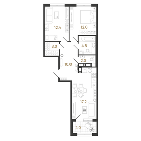 Квартира 61,4 м², 2-комнатная - изображение 1