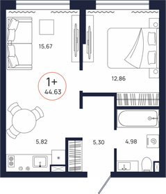 43,7 м², 1-комнатная квартира 6 700 000 ₽ - изображение 81