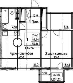 Квартира 50,9 м², 1-комнатная - изображение 1