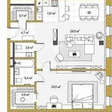 Квартира 93 м², 3-комнатные - изображение 1