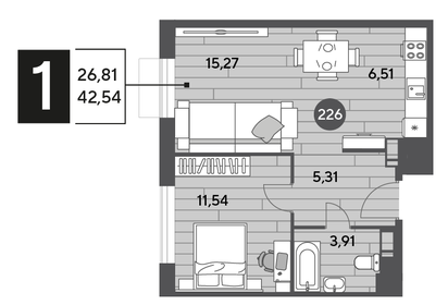 41,6 м², 1-комнатная квартира 6 950 000 ₽ - изображение 52