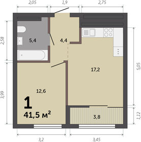 38,9 м², 1-комнатная квартира 6 700 000 ₽ - изображение 44