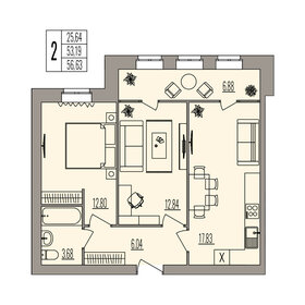 58,8 м², 2-комнатная квартира 7 990 000 ₽ - изображение 74