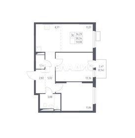 Квартира 59 м², 2-комнатная - изображение 1