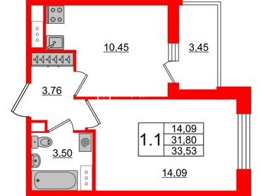 Квартира 31,8 м², 1-комнатная - изображение 1