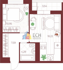 Квартира 44,6 м², 2-комнатная - изображение 1