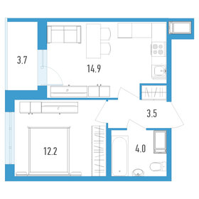 Квартира 36,5 м², 1-комнатная - изображение 1