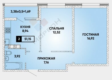 Квартира 51,2 м², 2-комнатная - изображение 1