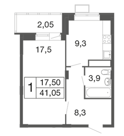 Квартира 41,1 м², 1-комнатная - изображение 1