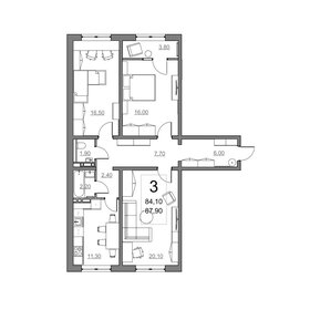 Квартира 84,1 м², 3-комнатная - изображение 2