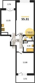 Квартира 55,3 м², 2-комнатная - изображение 1