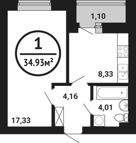 Квартира 34,9 м², 1-комнатная - изображение 1