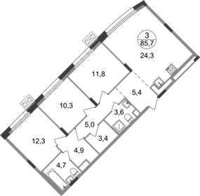 Квартира 85,7 м², 3-комнатная - изображение 1