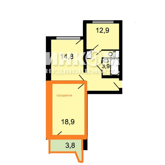 18,9 м², комната 6 000 000 ₽ - изображение 1