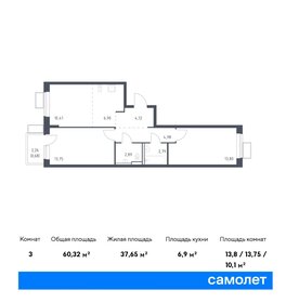 Квартира 60,3 м², 2-комнатная - изображение 1